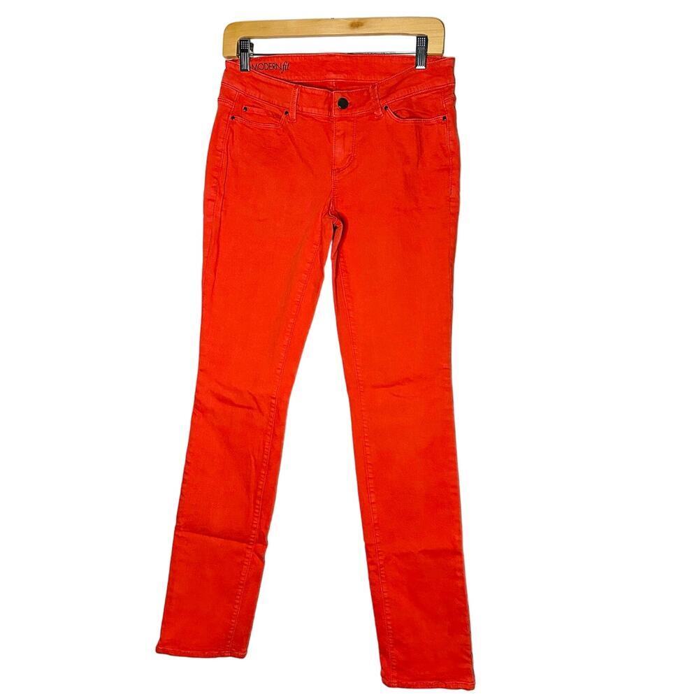 ANN TAYLOR Women's Red Modern Fit Poppy Straight Leg Denim Jeans Size 4